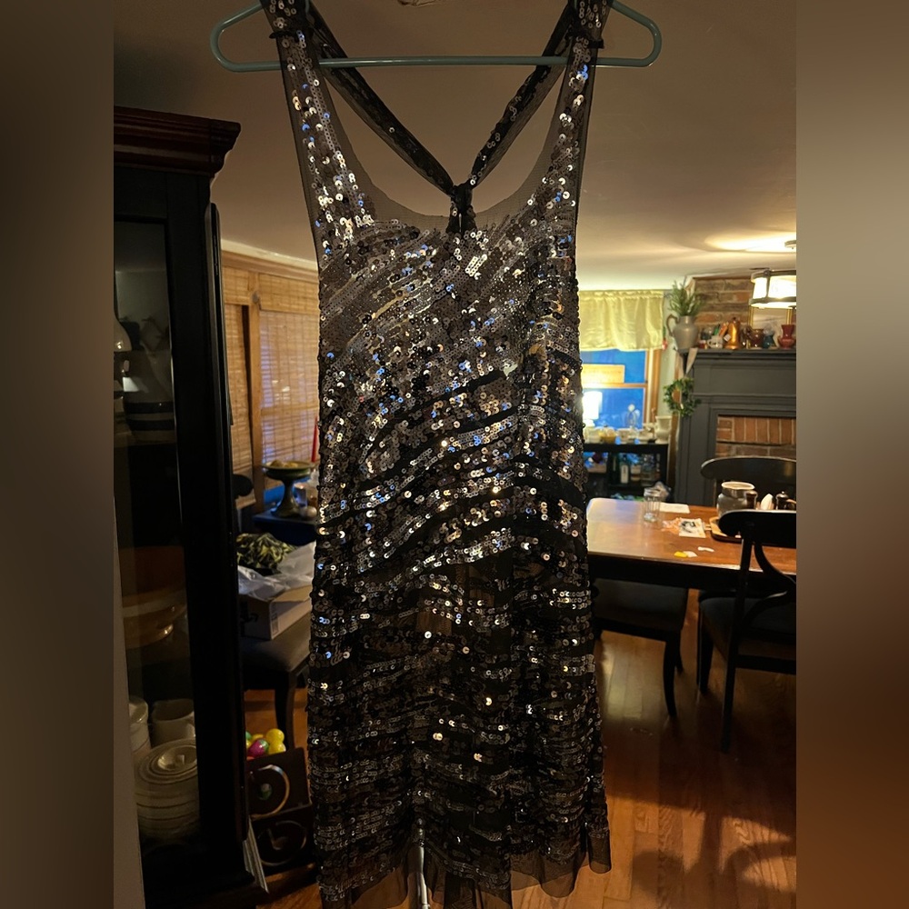 Wildcat Silver/Black Sequin Mini Party Dress Women's Regular 3XL but def L to XL